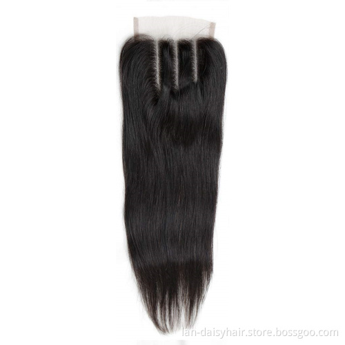 Lan-Daisy Hair 10A  Burma Straight Lace Closure  HD Closure 120% Density Swiss Lace 4X4 100% Human Hair Lace Closure